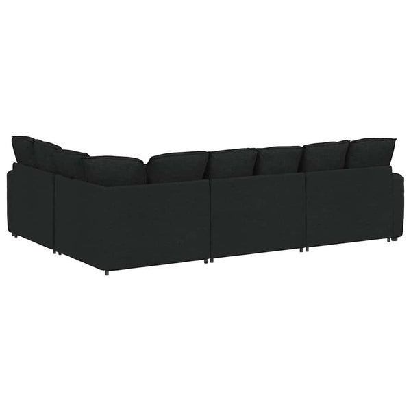 vidaXL Modular Sofa with Cushions Fabric Black