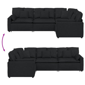 vidaXL Modular Sofa with Cushions Fabric Black