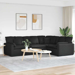 vidaXL Modular Sofa with Cushions Fabric Black