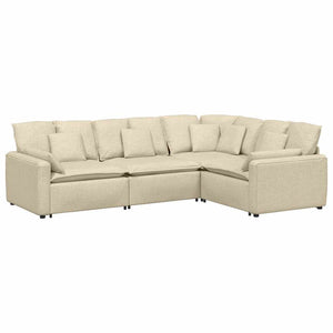 vidaXL Modular Sofa with Cushions Fabric Cream