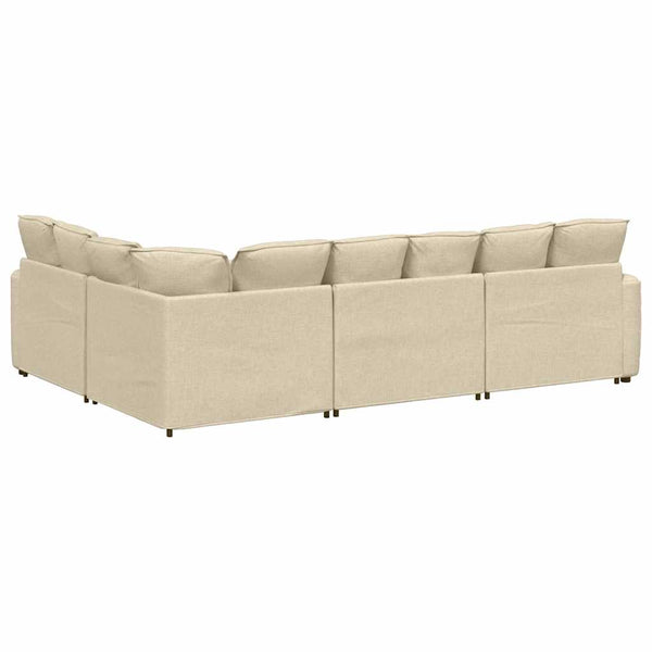 vidaXL Modular Sofa with Cushions Fabric Cream