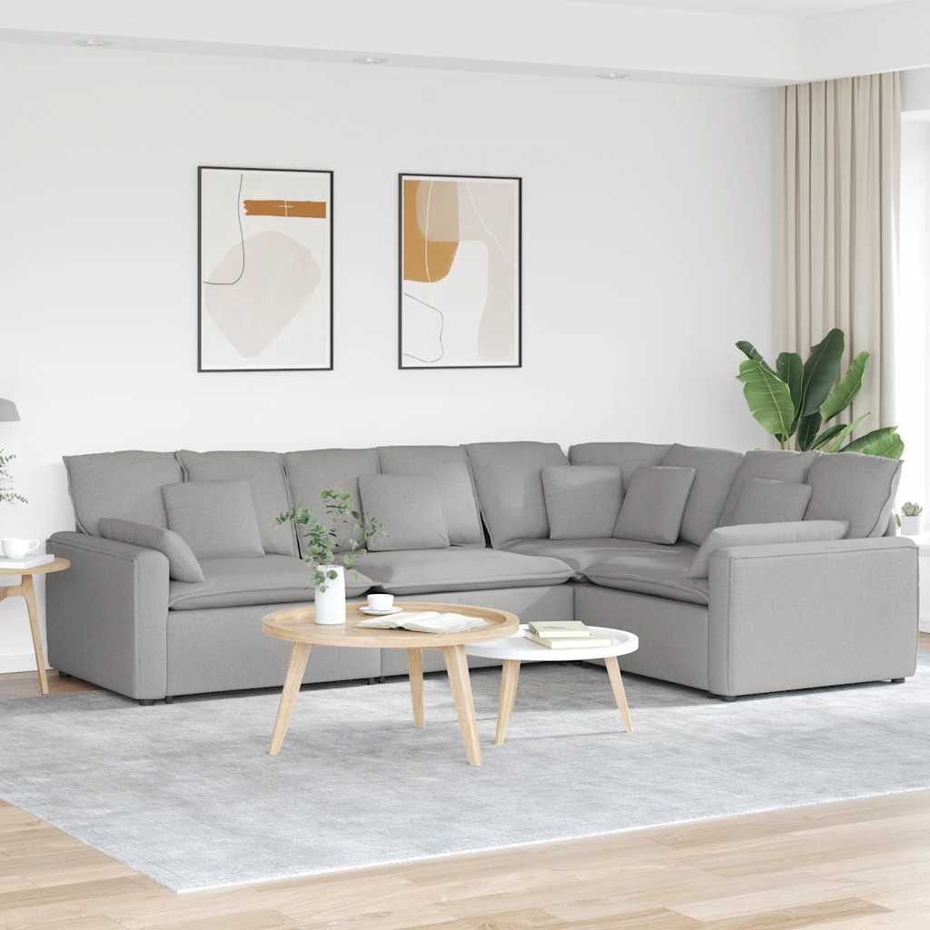 vidaXL Modular Sofa with Cushions Fabric Cloud Gray