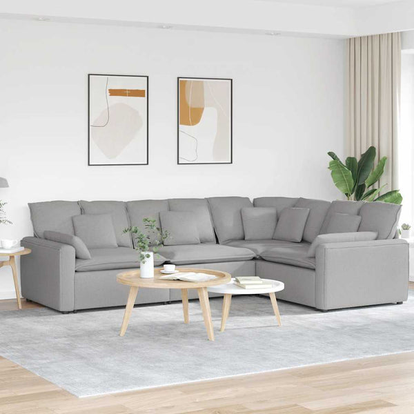 vidaXL Modular Sofa with Cushions Fabric Cloud Gray