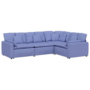 vidaXL Modular Sofa with Cushions Fabric Denim Blue