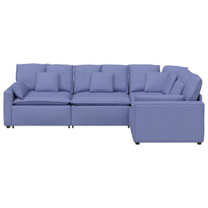 vidaXL Modular Sofa with Cushions Fabric Denim Blue