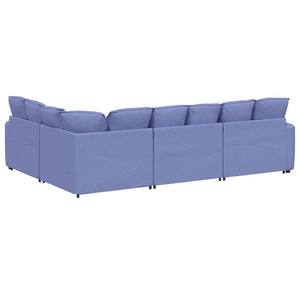 vidaXL Modular Sofa with Cushions Fabric Denim Blue