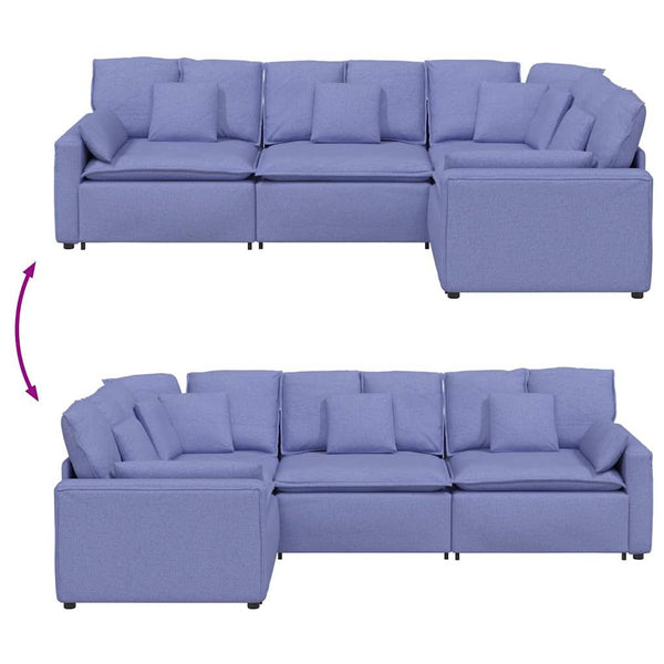 vidaXL Modular Sofa with Cushions Fabric Denim Blue
