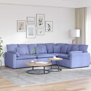 vidaXL Modular Sofa with Cushions Fabric Denim Blue