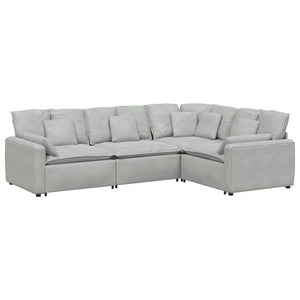 vidaXL Modular Sofa with Cushions Velvet Light Grey