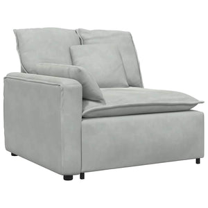 vidaXL Modular Sofa with Cushions Velvet Light Grey