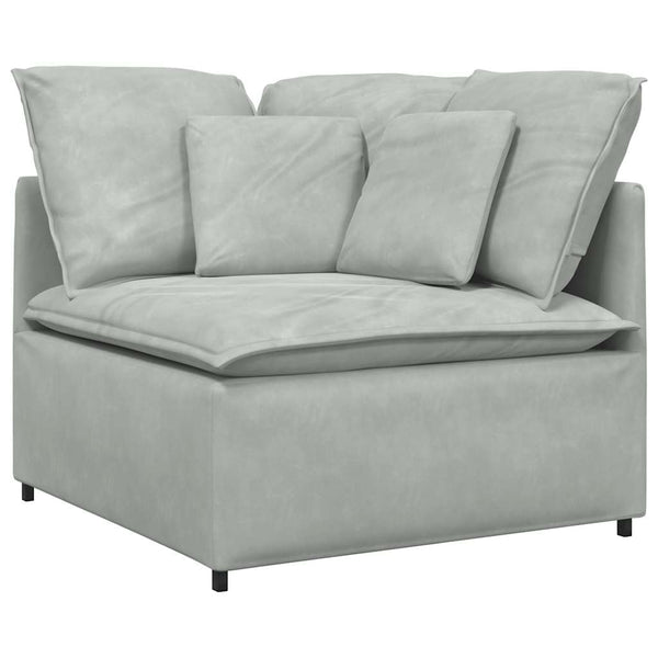 vidaXL Modular Sofa with Cushions Velvet Light Grey