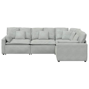 vidaXL Modular Sofa with Cushions Velvet Light Grey