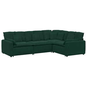 vidaXL Modular Sofa with Cushions Velvet Dark Green