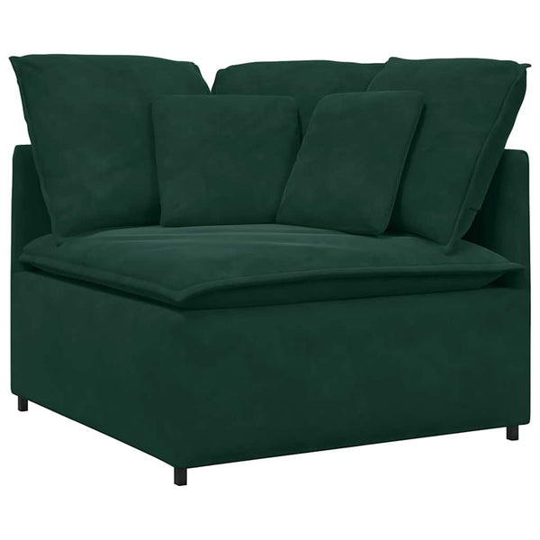vidaXL Modular Sofa with Cushions Velvet Dark Green