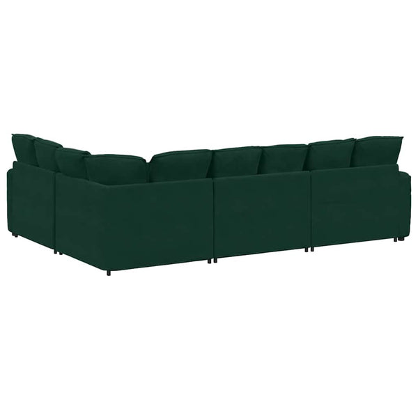 vidaXL Modular Sofa with Cushions Velvet Dark Green