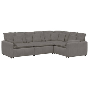 vidaXL Modular Sofa with Cushions Corduroy Light Gray