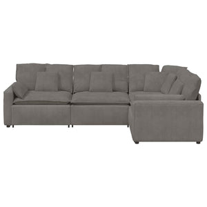 vidaXL Modular Sofa with Cushions Corduroy Light Gray