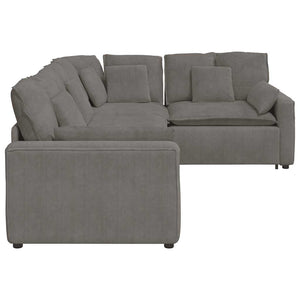 vidaXL Modular Sofa with Cushions Corduroy Light Gray