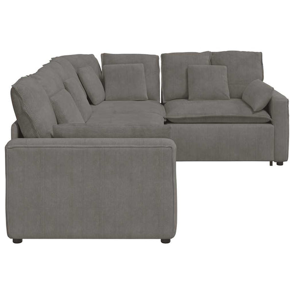 vidaXL Modular Sofa with Cushions Corduroy Light Gray