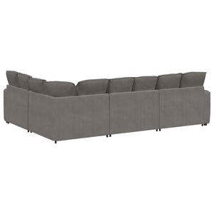 vidaXL Modular Sofa with Cushions Corduroy Light Gray
