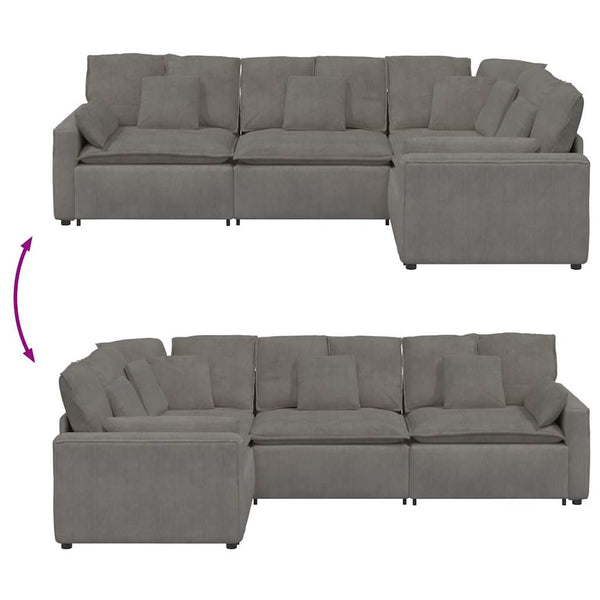 vidaXL Modular Sofa with Cushions Corduroy Light Gray