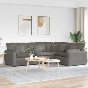 vidaXL Modular Sofa with Cushions Corduroy Light Gray