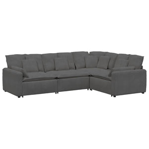 vidaXL Modular Sofa with Cushions Corduroy Dark Grey