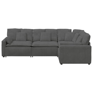 vidaXL Modular Sofa with Cushions Corduroy Dark Grey