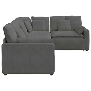 vidaXL Modular Sofa with Cushions Corduroy Dark Grey