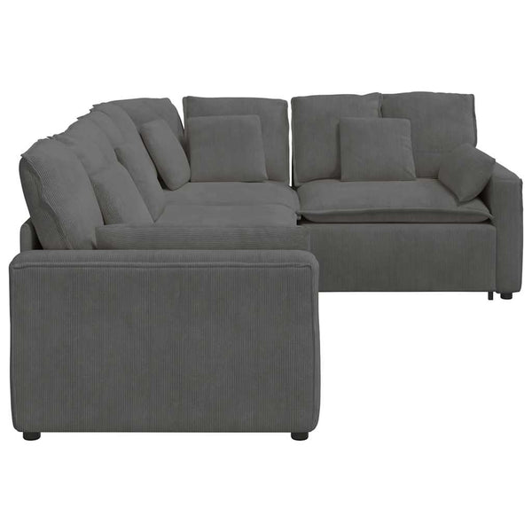 vidaXL Modular Sofa with Cushions Corduroy Dark Grey
