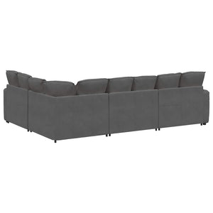 vidaXL Modular Sofa with Cushions Corduroy Dark Grey