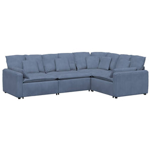 vidaXL Modular Sofa with Cushions Corduroy Blue