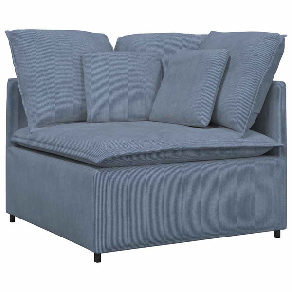 vidaXL Modular Sofa with Cushions Corduroy Blue