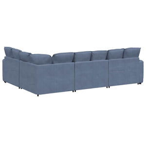 vidaXL Modular Sofa with Cushions Corduroy Blue