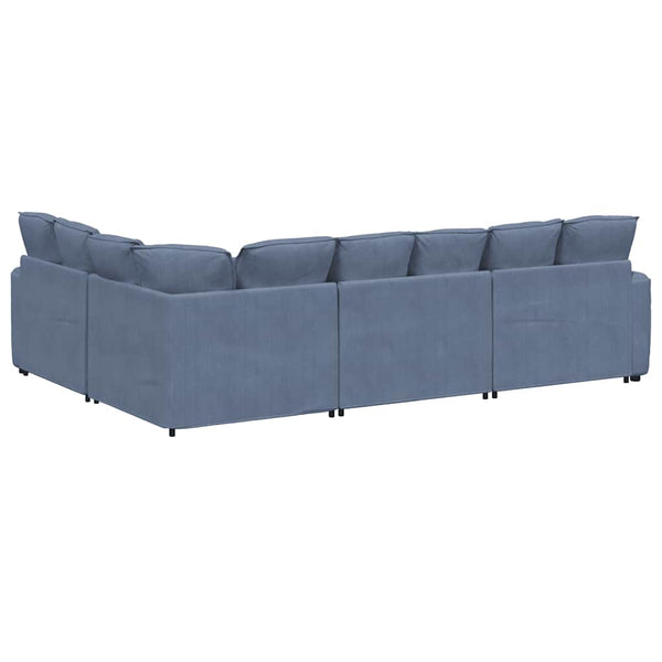 vidaXL Modular Sofa with Cushions Corduroy Blue