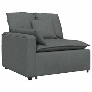vidaXL Modular Sofa with Footstool Cushions Fabric Dark Grey