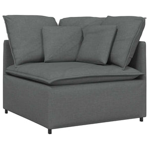 vidaXL Modular Sofa with Footstool Cushions Fabric Dark Grey