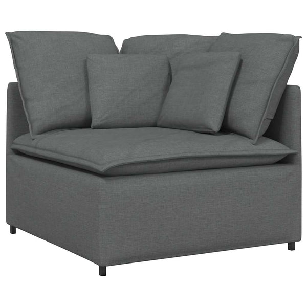 vidaXL Modular Sofa with Footstool Cushions Fabric Dark Grey