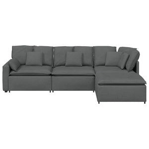 vidaXL Modular Sofa with Footstool Cushions Fabric Dark Grey