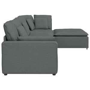 vidaXL Modular Sofa with Footstool Cushions Fabric Dark Grey