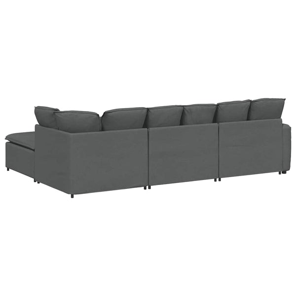 vidaXL Modular Sofa with Footstool Cushions Fabric Dark Grey