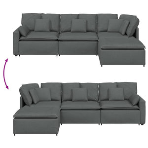 vidaXL Modular Sofa with Footstool Cushions Fabric Dark Grey