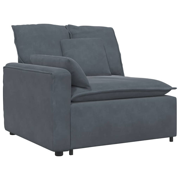 vidaXL Modular Sofa with Ottoman Cushions Velvet Dark Grey