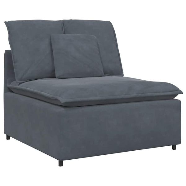vidaXL Modular Sofa with Ottoman Cushions Velvet Dark Grey