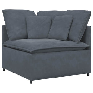 vidaXL Modular Sofa with Ottoman Cushions Velvet Dark Grey