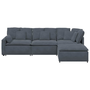 vidaXL Modular Sofa with Ottoman Cushions Velvet Dark Grey