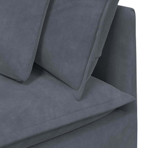 vidaXL Modular Sofa with Ottoman Cushions Velvet Dark Grey