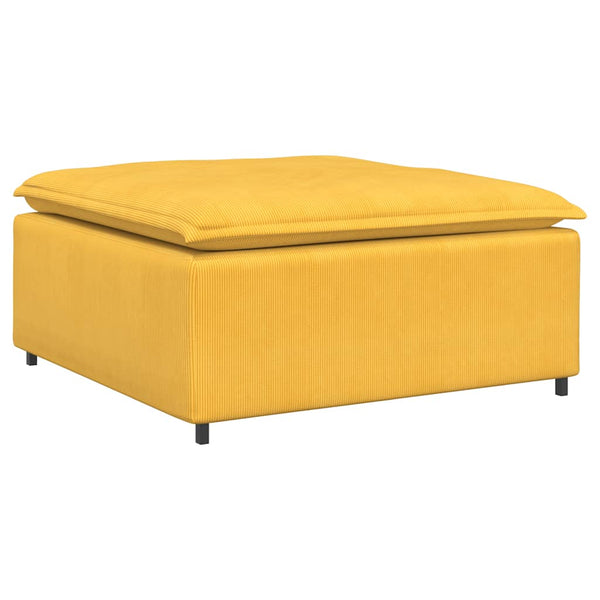 vidaXL Modular Sofa with Ottoman Cushions Corduroy Light Yellow