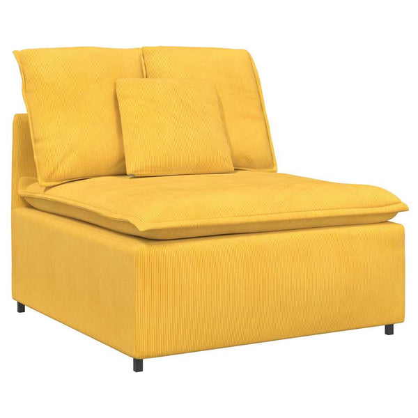 vidaXL Modular Sofa with Ottoman Cushions Corduroy Light Yellow