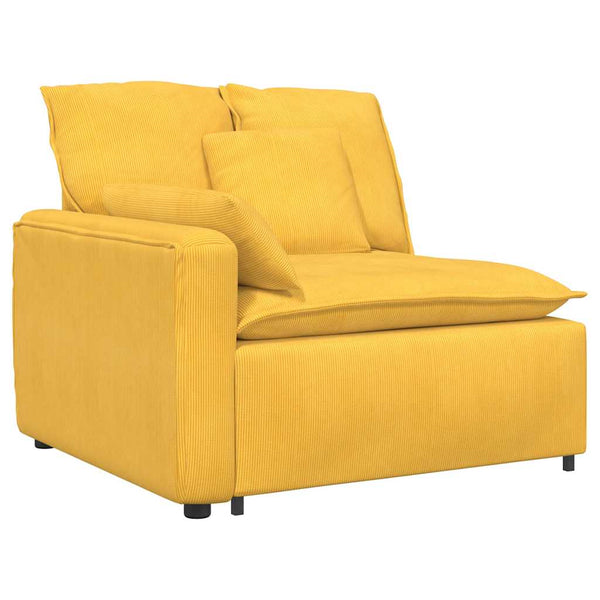 vidaXL Modular Sofa with Ottoman Cushions Corduroy Light Yellow